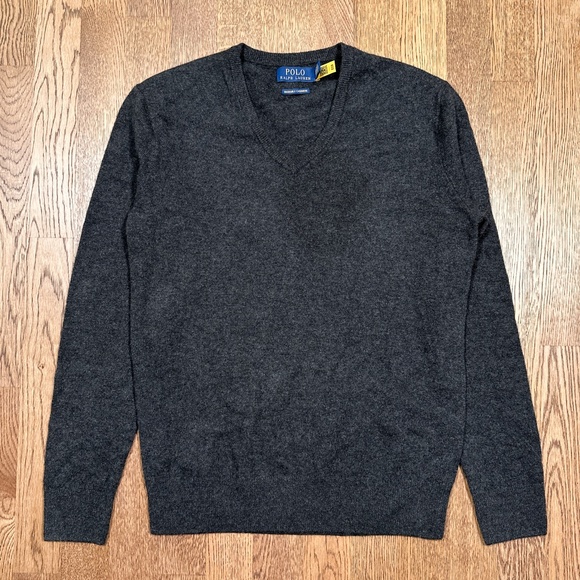 Polo Ralph Lauren Washable Cashmere V Neck Gray Sweater Mens XS - Picture 1 of 8